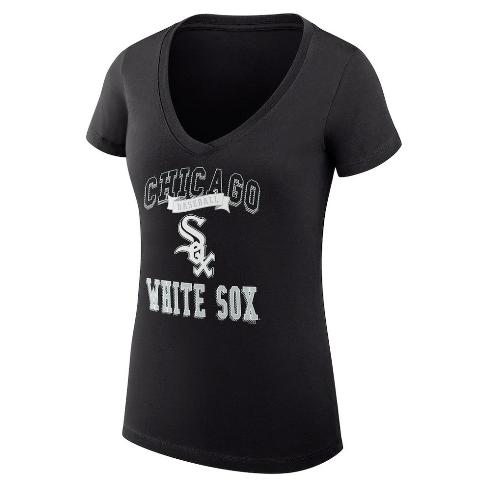 MLB Chicago White Sox G-III 4Her by Carl Banks Women's Super-Slim Fit Lightweight Team Logo Graphic V-Neck T-Shirt