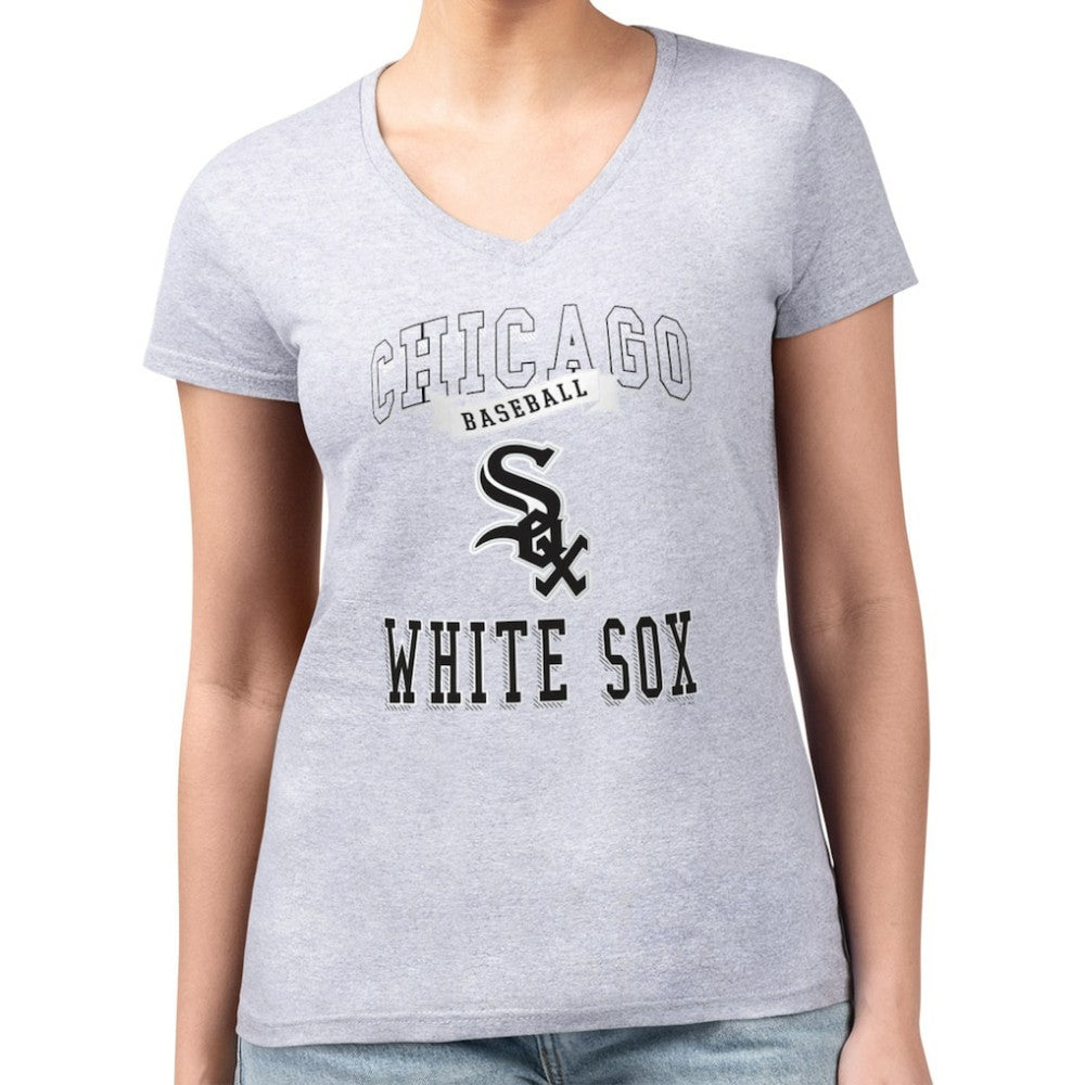 MLB Chicago White Sox G-III 4Her by Carl Banks Women's Super-Slim Fit Lightweight Team Logo Graphic V-Neck T-Shirt