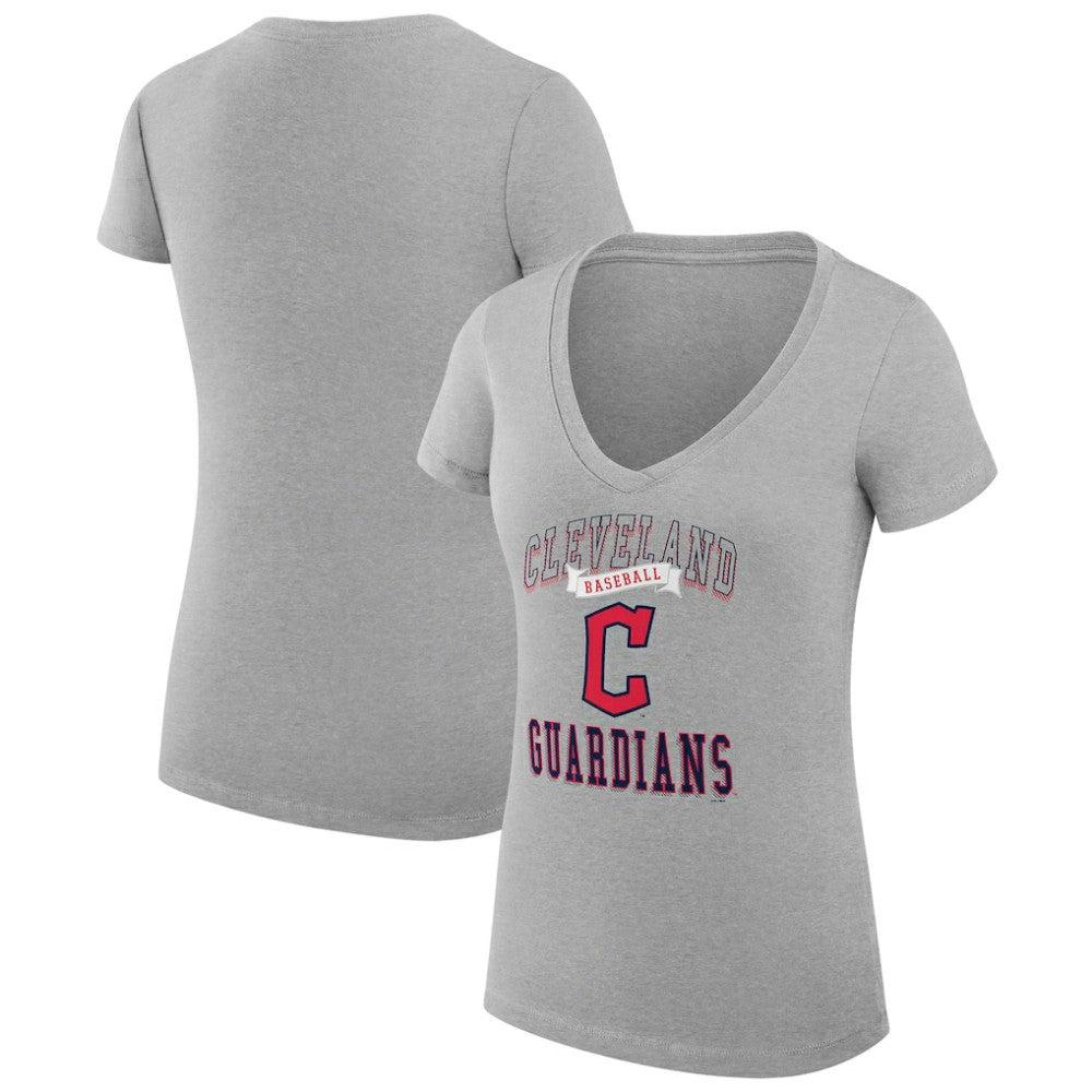 MLB Cleveland Guardians G-III 4Her by Carl Banks Women's Super-Slim Fit Lightweight Team Logo Graphic V-Neck T-Shirt