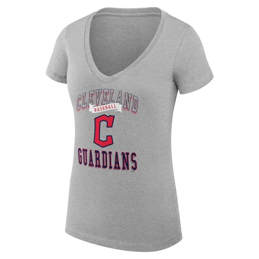MLB Cleveland Guardians G-III 4Her by Carl Banks Women's Super-Slim Fit Lightweight Team Logo Graphic V-Neck T-Shirt