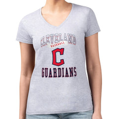 MLB Cleveland Guardians G-III 4Her by Carl Banks Women's Super-Slim Fit Lightweight Team Logo Graphic V-Neck T-Shirt