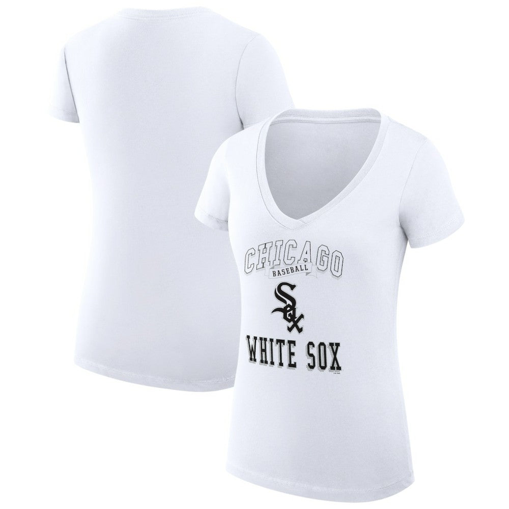 MLB Chicago White Sox G-III 4Her by Carl Banks Women's Super-Slim Fit Lightweight Team Logo Graphic V-Neck T-Shirt