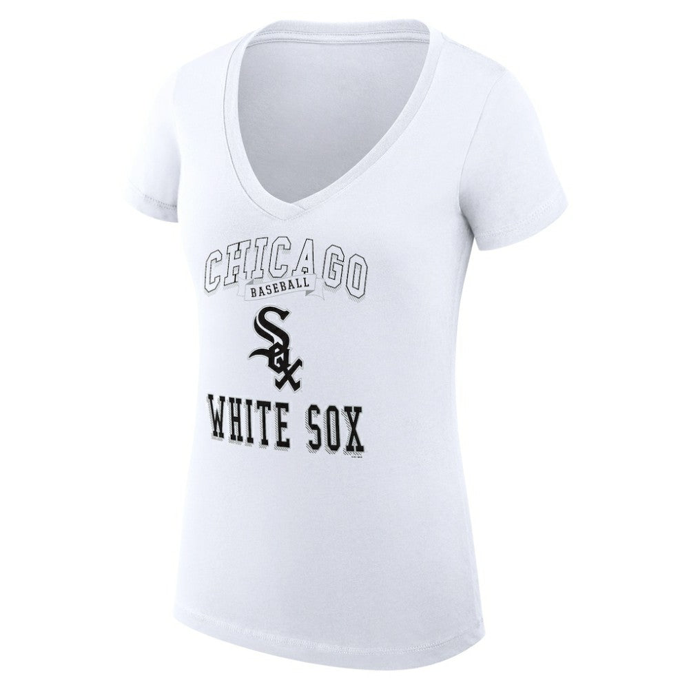 MLB Chicago White Sox G-III 4Her by Carl Banks Women's Super-Slim Fit Lightweight Team Logo Graphic V-Neck T-Shirt