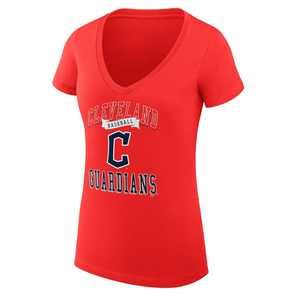 MLB Cleveland Guardians G-III 4Her by Carl Banks Women's Super-Slim Fit Lightweight Team Logo Graphic V-Neck T-Shirt