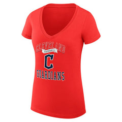MLB Cleveland Guardians G-III 4Her by Carl Banks Women's Super-Slim Fit Lightweight Team Logo Graphic V-Neck T-Shirt