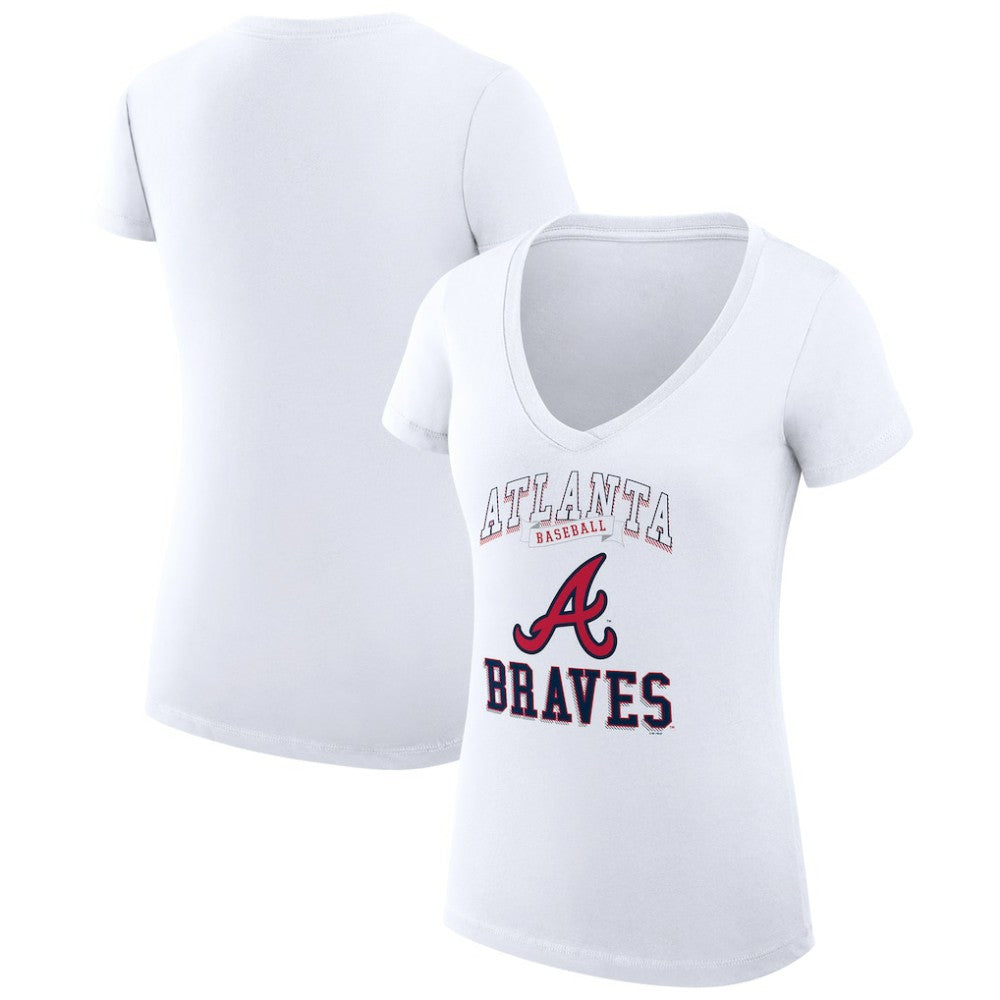 MLB Atlanta Braves G-III 4Her by Carl Banks Women's Super-Slim Fit Lightweight Team Logo Graphic V-Neck T-Shirt