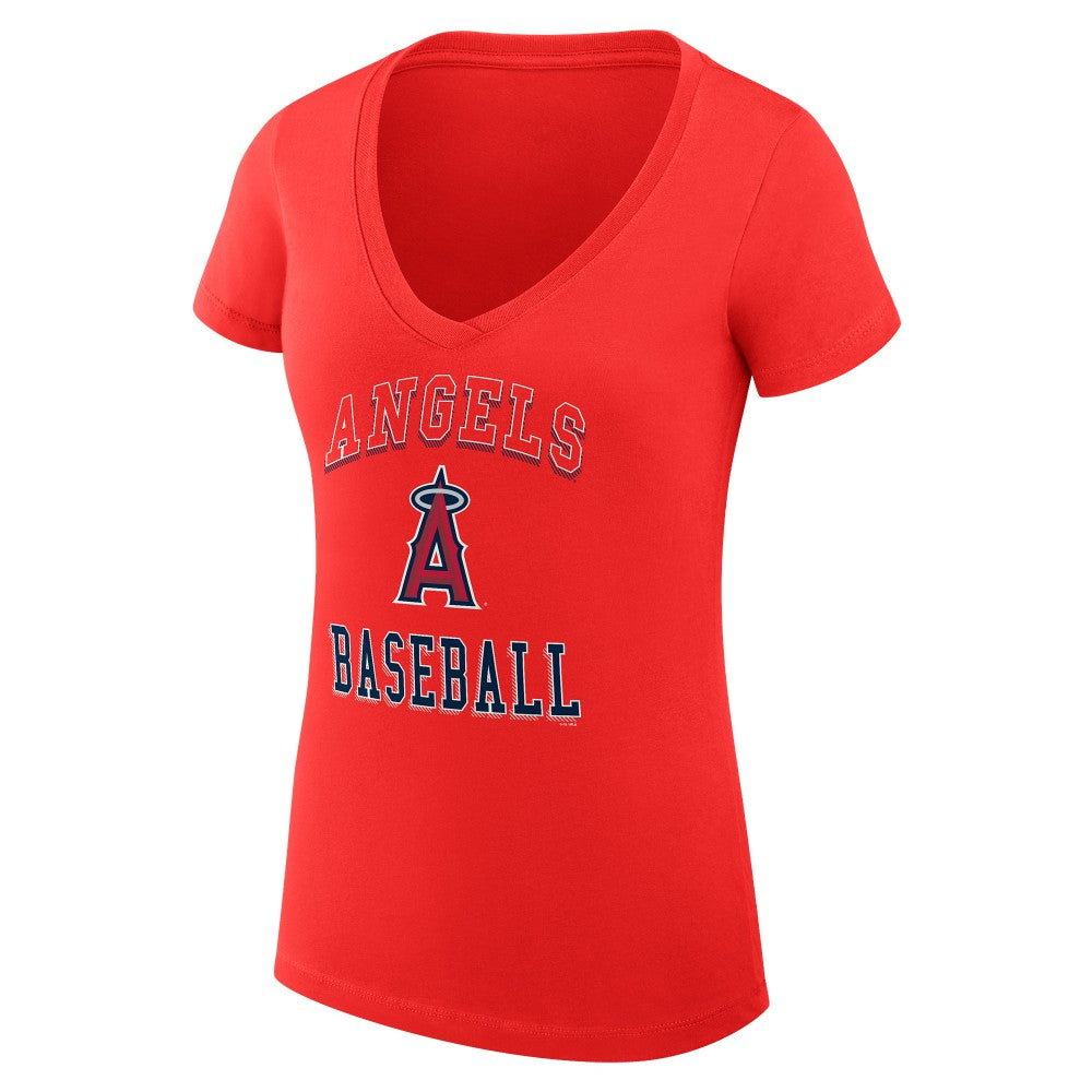 MLB Los Angeles Angels G-III 4Her by Carl Banks Women's Super-Slim Fit Lightweight Team Logo Graphic V-Neck T-Shirt