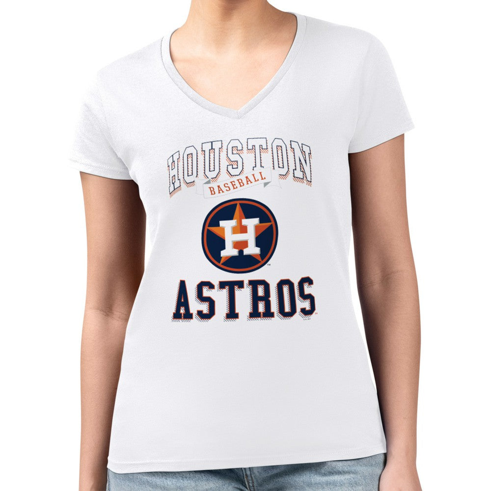 MLB Houston Astros G-III 4Her by Carl Banks Women's Super-Slim Fit Lightweight Team Logo Graphic V-Neck T-Shirt