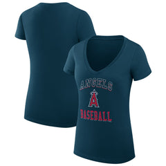 MLB Los Angeles Angels G-III 4Her by Carl Banks Women's Super-Slim Fit Lightweight Team Logo Graphic V-Neck T-Shirt