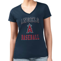 MLB Los Angeles Angels G-III 4Her by Carl Banks Women's Super-Slim Fit Lightweight Team Logo Graphic V-Neck T-Shirt