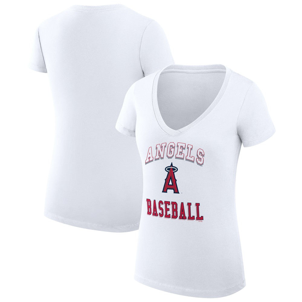 MLB Los Angeles Angels G-III 4Her by Carl Banks Women's Super-Slim Fit Lightweight Team Logo Graphic V-Neck T-Shirt