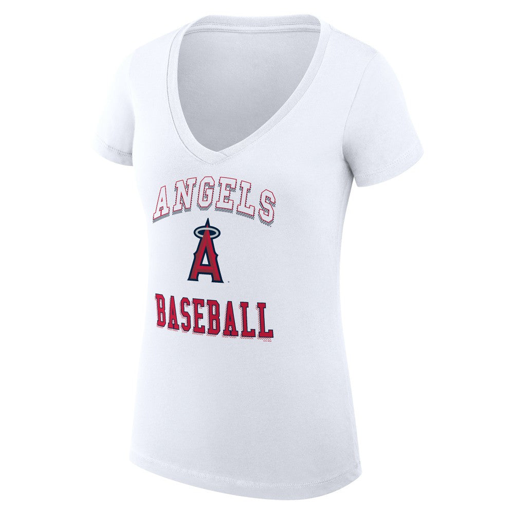 MLB Los Angeles Angels G-III 4Her by Carl Banks Women's Super-Slim Fit Lightweight Team Logo Graphic V-Neck T-Shirt