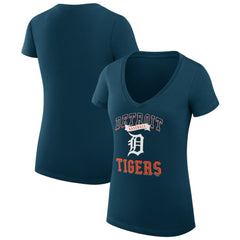 MLB Detroit Tigers G-III 4Her by Carl Banks Women's Super-Slim Fit Lightweight Team Logo Graphic V-Neck T-Shirt