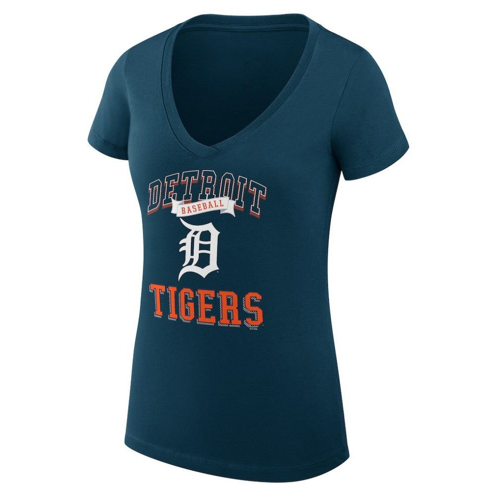 MLB Detroit Tigers G-III 4Her by Carl Banks Women's Super-Slim Fit Lightweight Team Logo Graphic V-Neck T-Shirt