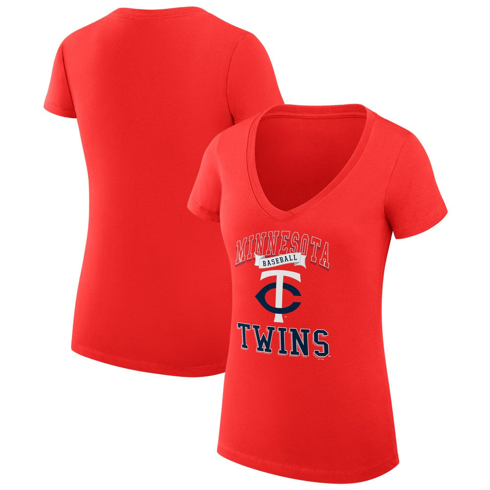 MLB Minnesota Twins G-III 4Her by Carl Banks Women's Super-Slim Fit Lightweight Team Logo Graphic V-Neck T-Shirt