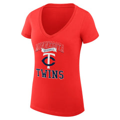 MLB Minnesota Twins G-III 4Her by Carl Banks Women's Super-Slim Fit Lightweight Team Logo Graphic V-Neck T-Shirt