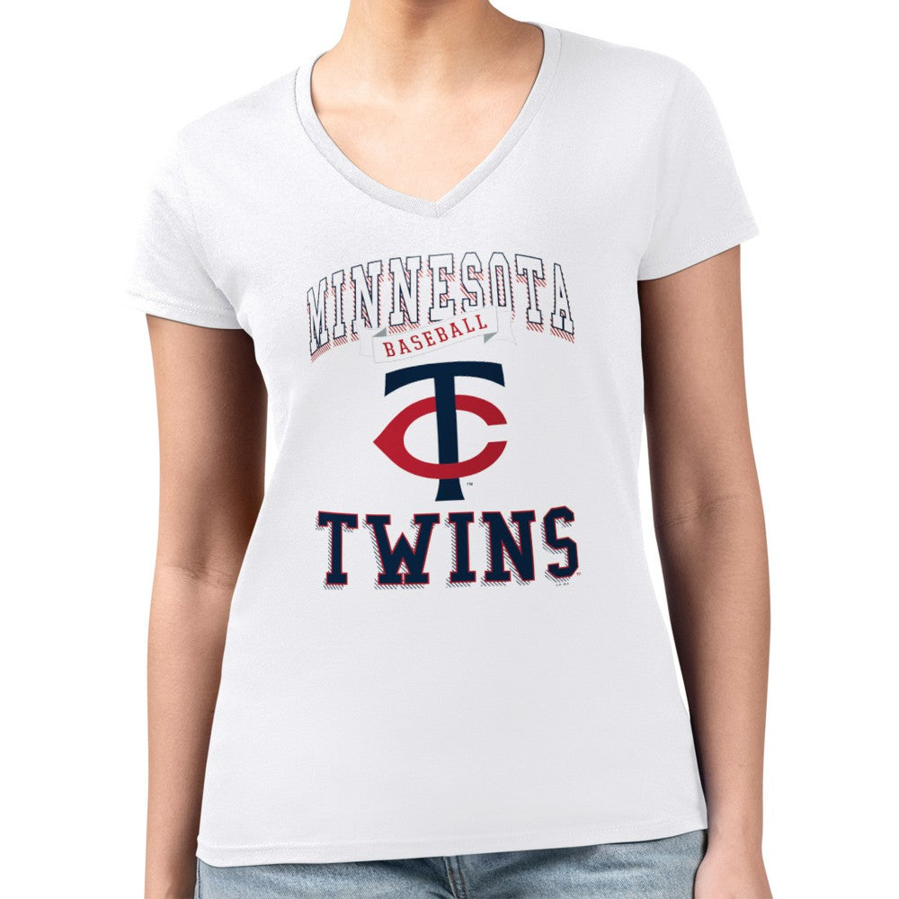 MLB Minnesota Twins G-III 4Her by Carl Banks Women's Super-Slim Fit Lightweight Team Logo Graphic V-Neck T-Shirt