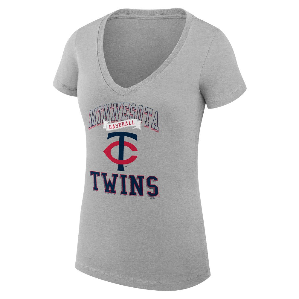 MLB Minnesota Twins G-III 4Her by Carl Banks Women's Super-Slim Fit Lightweight Team Logo Graphic V-Neck T-Shirt