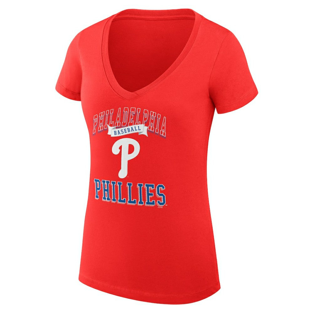 MLB Philadelphia Phillies G-III 4Her by Carl Banks Women's Super-Slim Fit Lightweight Team Logo Graphic V-Neck T-Shirt