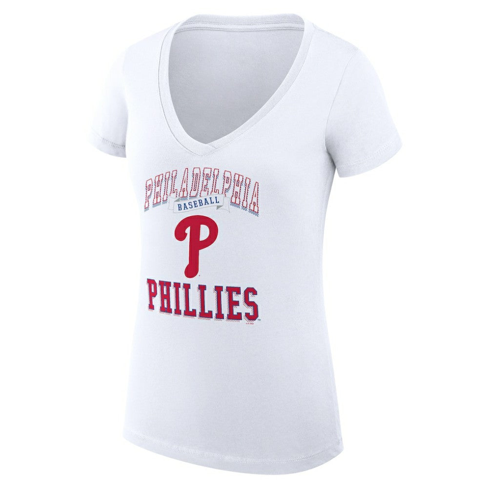 MLB Philadelphia Phillies G-III 4Her by Carl Banks Women's Super-Slim Fit Lightweight Team Logo Graphic V-Neck T-Shirt