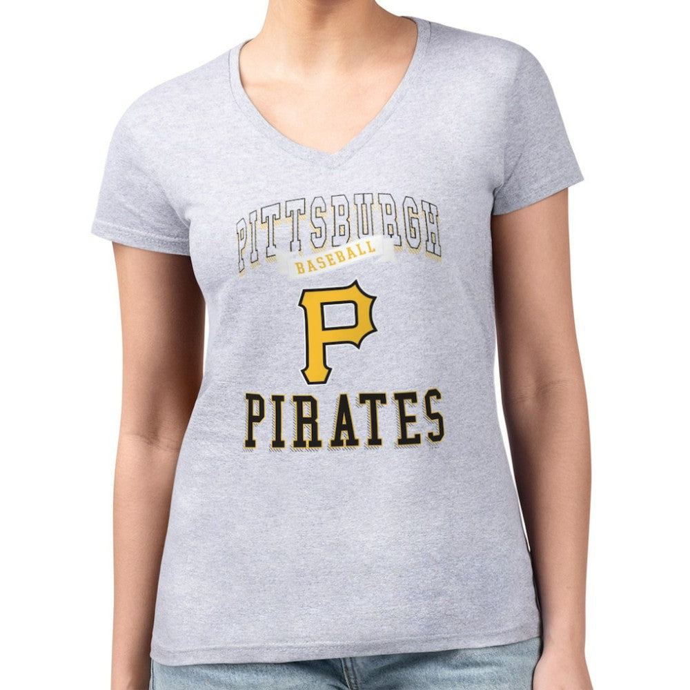 MLB Pittsburgh Pirates G-III 4Her by Carl Banks Women's Super-Slim Fit Lightweight Team Logo Graphic V-Neck T-Shirt