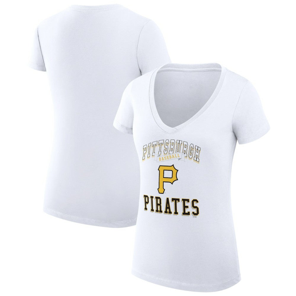 MLB Pittsburgh Pirates G-III 4Her by Carl Banks Women's Super-Slim Fit Lightweight Team Logo Graphic V-Neck T-Shirt