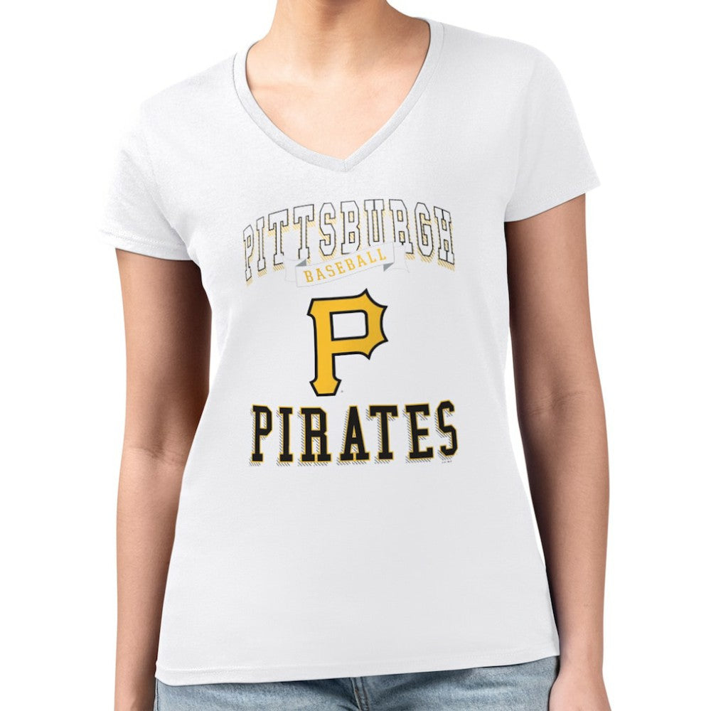 MLB Pittsburgh Pirates G-III 4Her by Carl Banks Women's Super-Slim Fit Lightweight Team Logo Graphic V-Neck T-Shirt