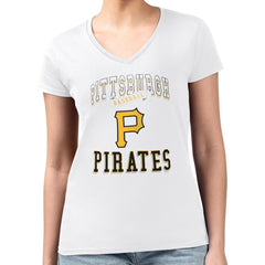 MLB Pittsburgh Pirates G-III 4Her by Carl Banks Women's Super-Slim Fit Lightweight Team Logo Graphic V-Neck T-Shirt