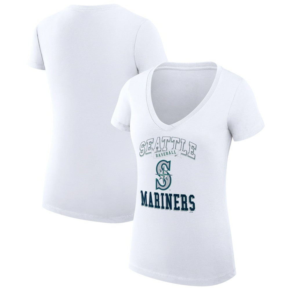 MLB Seattle Mariners G-III 4Her by Carl Banks Women's Super-Slim Fit Lightweight Team Logo Graphic V-Neck T-Shirt
