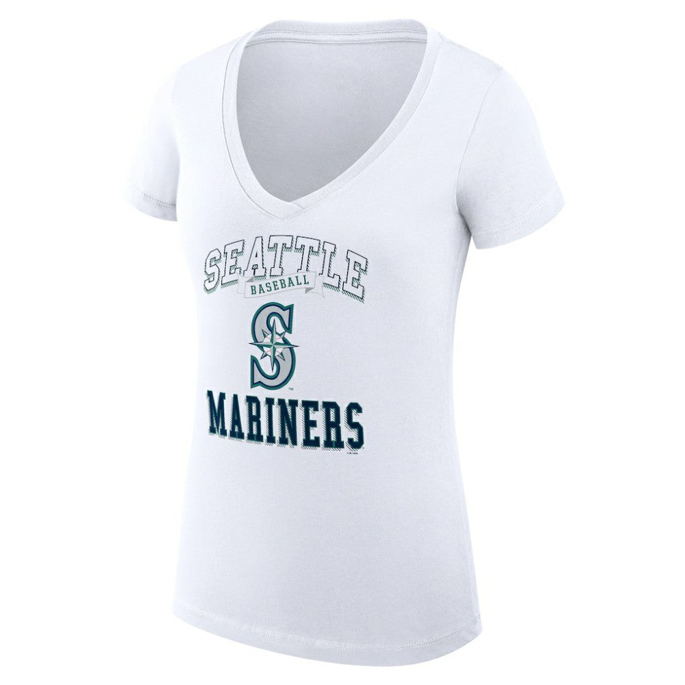 MLB Seattle Mariners G-III 4Her by Carl Banks Women's Super-Slim Fit Lightweight Team Logo Graphic V-Neck T-Shirt