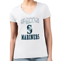 MLB Seattle Mariners G-III 4Her by Carl Banks Women's Super-Slim Fit Lightweight Team Logo Graphic V-Neck T-Shirt