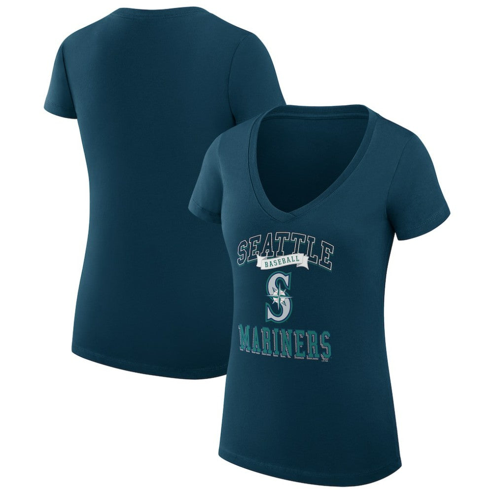 MLB Seattle Mariners G-III 4Her by Carl Banks Women's Super-Slim Fit Lightweight Team Logo Graphic V-Neck T-Shirt