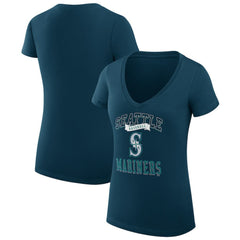 MLB Seattle Mariners G-III 4Her by Carl Banks Women's Super-Slim Fit Lightweight Team Logo Graphic V-Neck T-Shirt