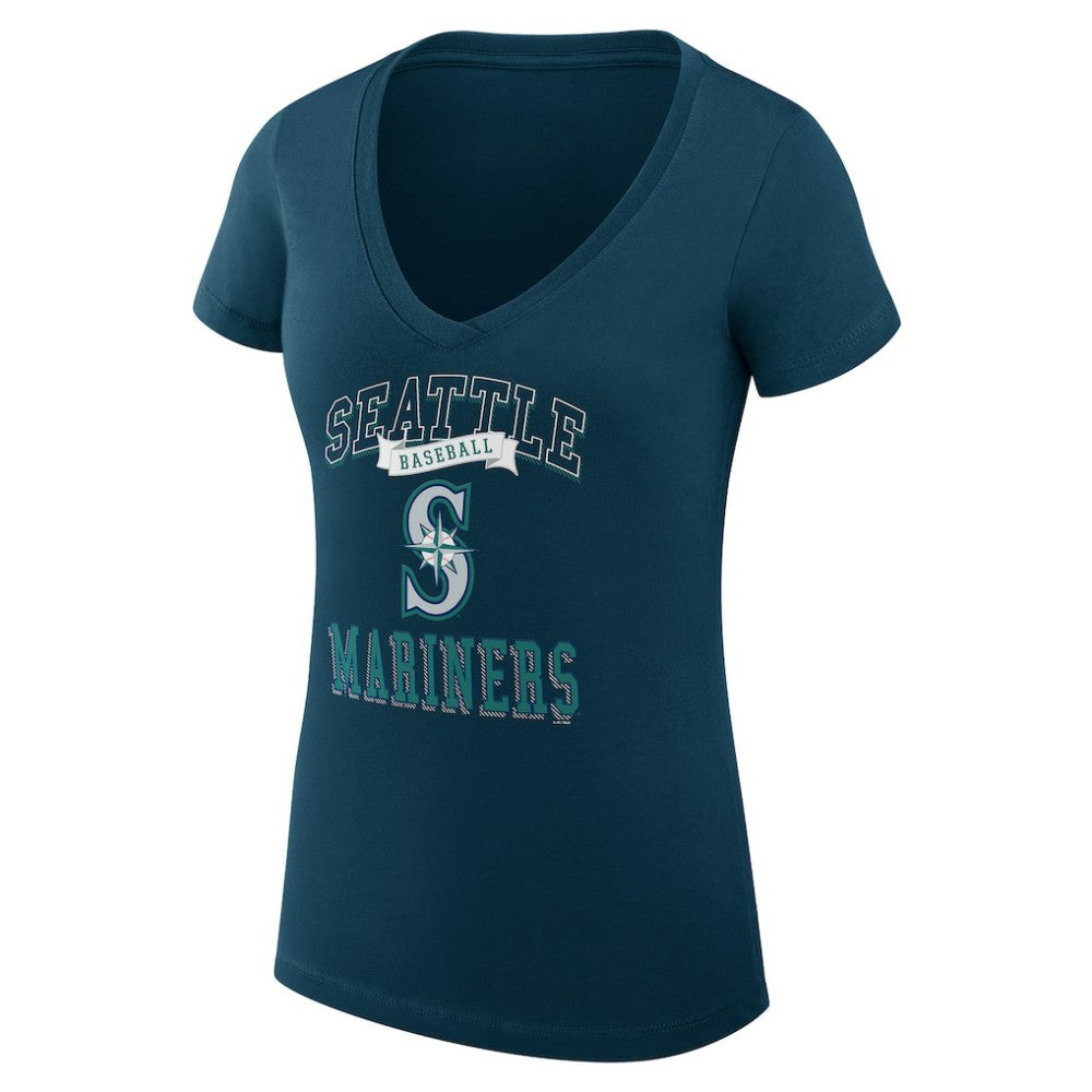 MLB Seattle Mariners G-III 4Her by Carl Banks Women's Super-Slim Fit Lightweight Team Logo Graphic V-Neck T-Shirt