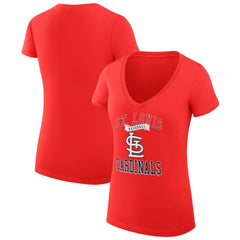 MLB St. Louis Cardinals G-III 4Her by Carl Banks Women's Super-Slim Fit Lightweight Team Logo Graphic V-Neck T-Shirt