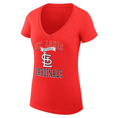 MLB St. Louis Cardinals G-III 4Her by Carl Banks Women's Super-Slim Fit Lightweight Team Logo Graphic V-Neck T-Shirt