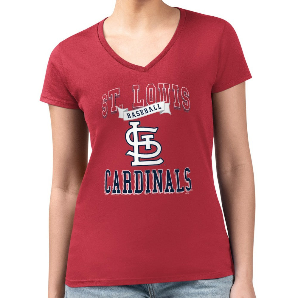 MLB St. Louis Cardinals G-III 4Her by Carl Banks Women's Super-Slim Fit Lightweight Team Logo Graphic V-Neck T-Shirt
