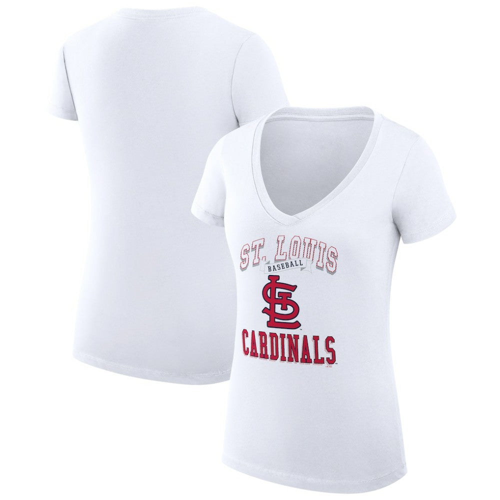 MLB St. Louis Cardinals G-III 4Her by Carl Banks Women's Super-Slim Fit Lightweight Team Logo Graphic V-Neck T-Shirt