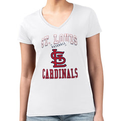 MLB St. Louis Cardinals G-III 4Her by Carl Banks Women's Super-Slim Fit Lightweight Team Logo Graphic V-Neck T-Shirt