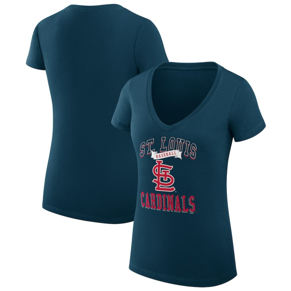 MLB St. Louis Cardinals G-III 4Her by Carl Banks Women's Super-Slim Fit Lightweight Team Logo Graphic V-Neck T-Shirt