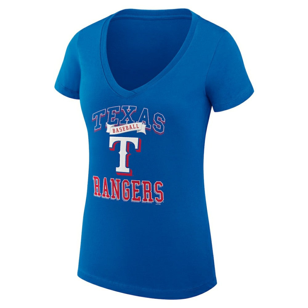 MLB Texas Rangers G-III 4Her by Carl Banks Women's Super-Slim Fit Lightweight Team Logo Graphic V-Neck T-Shirt