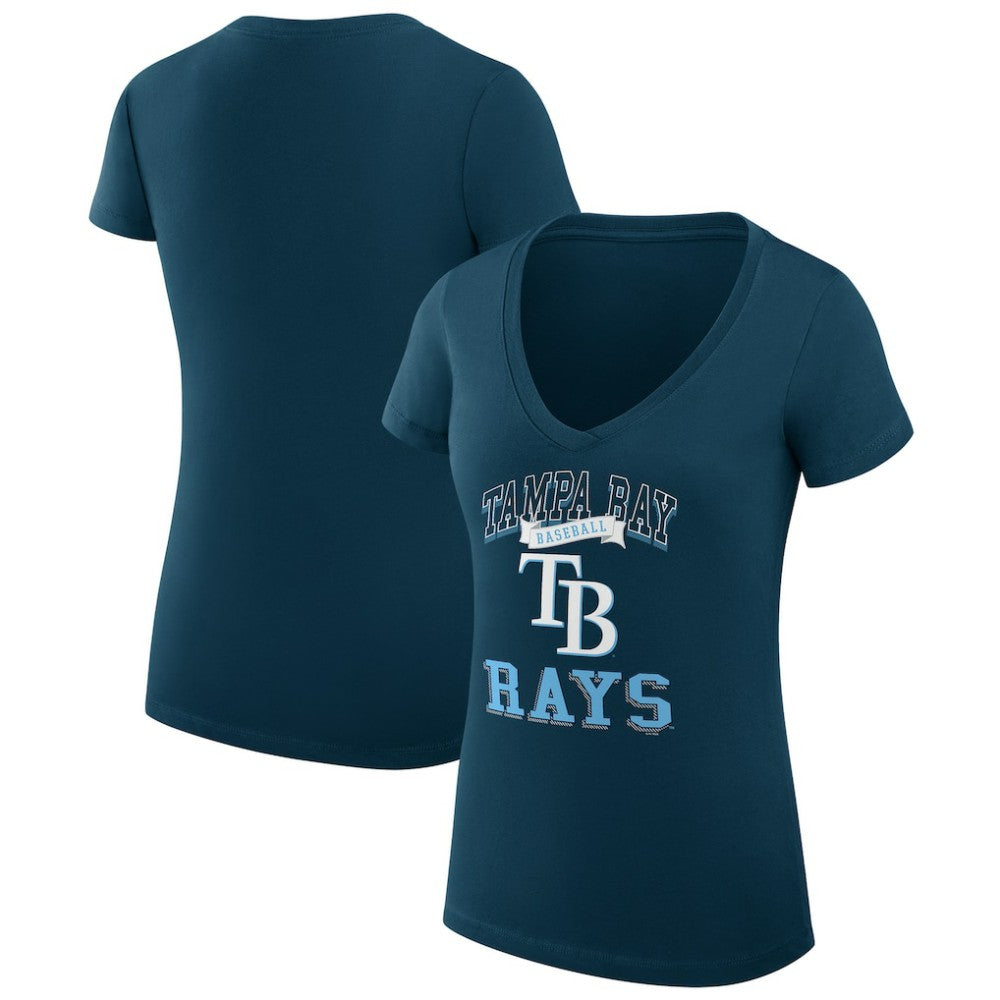 MLB Tampa Bay Rays G-III 4Her by Carl Banks Women's Super-Slim Fit Lightweight Team Logo Graphic V-Neck T-Shirt