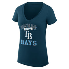 MLB Tampa Bay Rays G-III 4Her by Carl Banks Women's Super-Slim Fit Lightweight Team Logo Graphic V-Neck T-Shirt