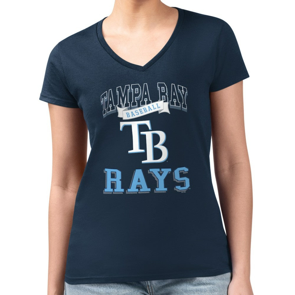 MLB Tampa Bay Rays G-III 4Her by Carl Banks Women's Super-Slim Fit Lightweight Team Logo Graphic V-Neck T-Shirt