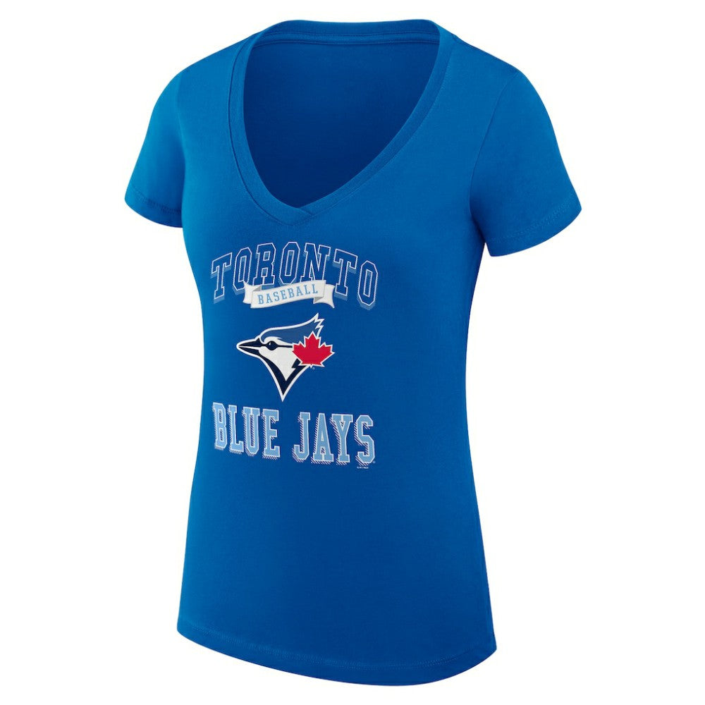 MLB Toronto Blue Jays G-III 4Her by Carl Banks Women's Super-Slim Fit Lightweight Team Logo Graphic V-Neck T-Shirt