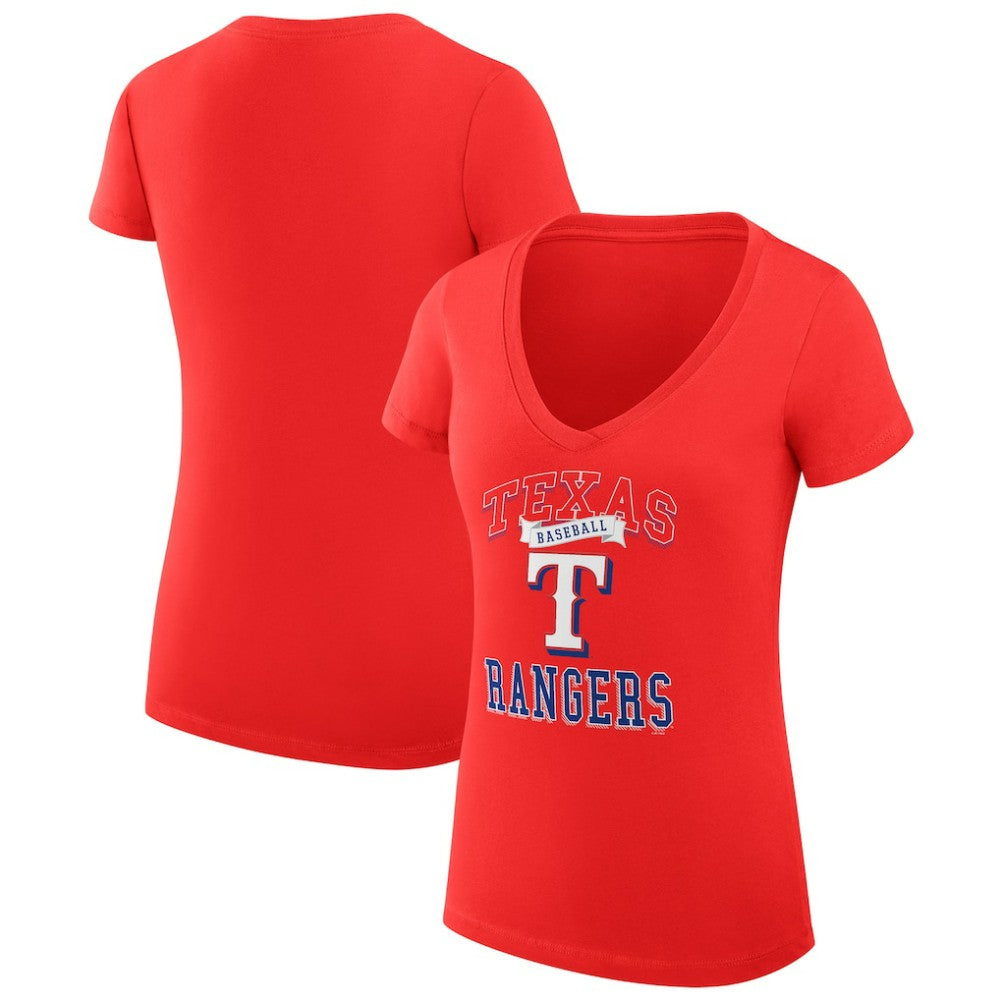 MLB Texas Rangers G-III 4Her by Carl Banks Women's Super-Slim Fit Lightweight Team Logo Graphic V-Neck T-Shirt
