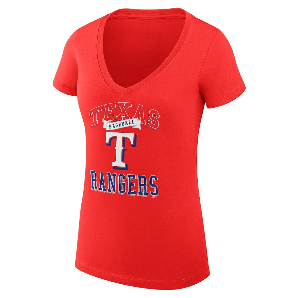 MLB Texas Rangers G-III 4Her by Carl Banks Women's Super-Slim Fit Lightweight Team Logo Graphic V-Neck T-Shirt