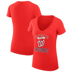 MLB Washington Nationals G-III 4Her by Carl Banks Women's Super-Slim Fit Lightweight Team Logo Graphic V-Neck T-Shirt