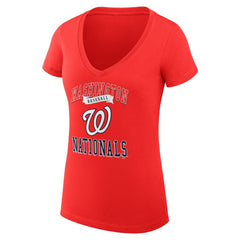 MLB Washington Nationals G-III 4Her by Carl Banks Women's Super-Slim Fit Lightweight Team Logo Graphic V-Neck T-Shirt