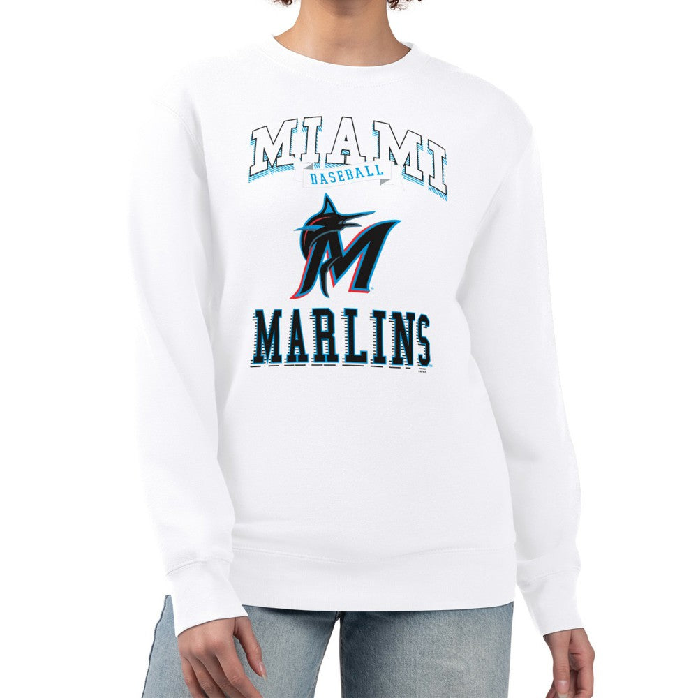 MLB Miami Marlins G-III 4Her by Carl Banks Women's Team Logo Graphic Tri-Blend Fleece Pullover Sweatshirt